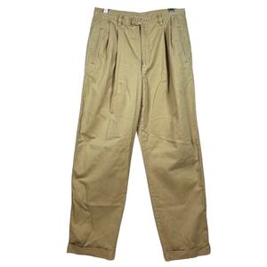 Vtg Liz Claiborne Lizwear Petite Tan Pleated Cotton Twill Pants Cuffed Size 10